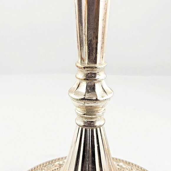 Candelabra-3 Holder-Zinc Plated-England-Blue Felt Bottom-Vintage- 10in x 10in - Picture 6 of 8